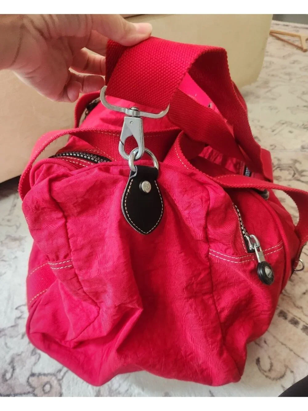 90's Kipling Red Duffel Shoulder Bag Luggage 18